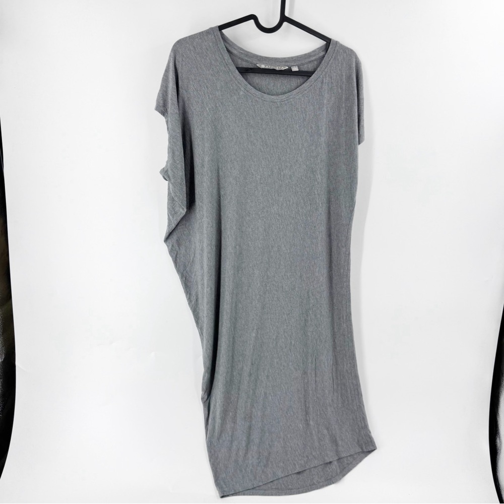 ✅ Athleta Grey Asymmetrical Jersey Knit Midi Dress SIZE SMALL